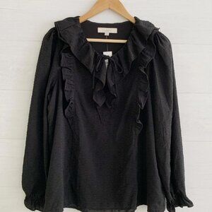 Black Ruffled Blouse by Loft XSP